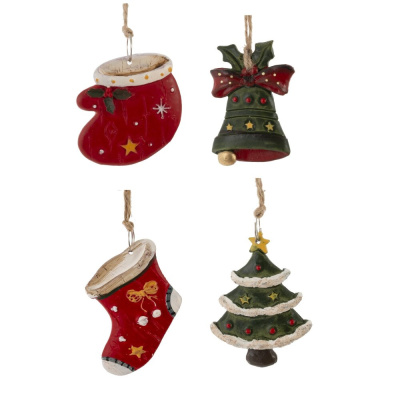 Изделие декоративное подвесное "Колокольчик/Елка/Носок/Варежка", L4 W1 H5,5 см, 4в.