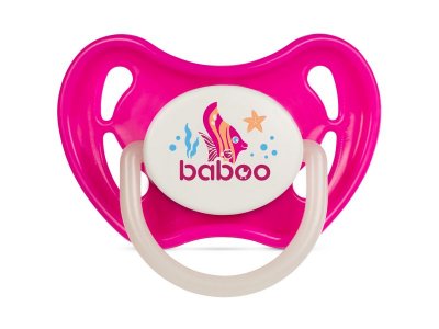 Пустышка силикон круг ночн Sealife 6м+ розовая BABOO