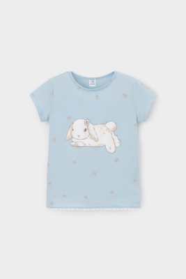 Футболка для девочки Crockid голубой любимые ромашки к563