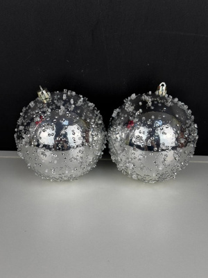 Шар новогодний серебро 10 см