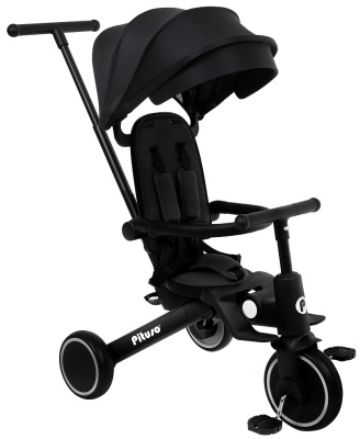 Велосипед трехколесный PITUSO Leve Pro, складной, разм. упак. 66х34х31 см, Black/Черный