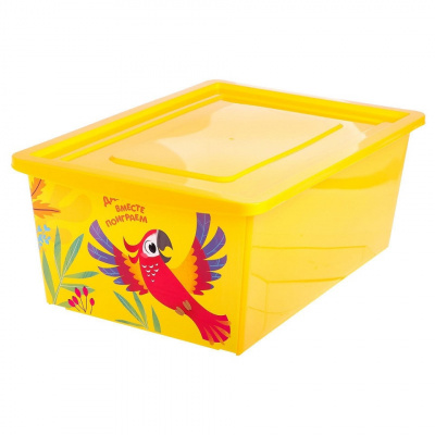 Ящик универсальный для хранения с крышкой объем 30 л желтый Zabiaka  