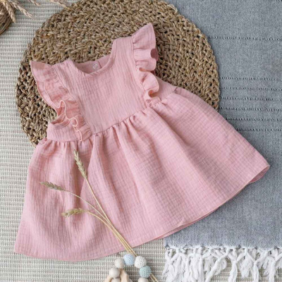 Платье с крылышками KiDi Муслин розовая пудра