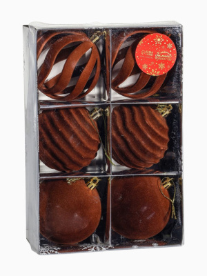 Ёлочные шары  d=8 см, «Бархат. Грация» коричневый 1 шт