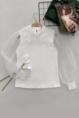 Блузка школьная для девочки COLABEAR молочный