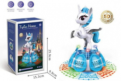 Единорог на батарейках, свет. звук. эффекты, вращение