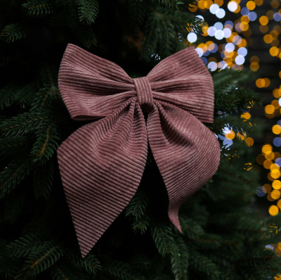 Бант на елку 20см Вельвет цвет какао MG