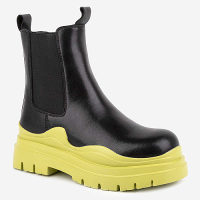 Сапоги для девочки Kapika черный-салатовый