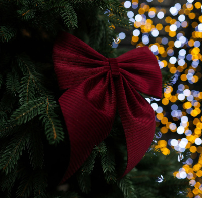 Бант на елку 20см Вельвет цвет вишневый MG