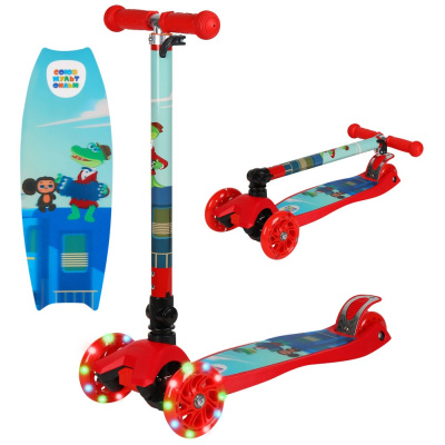 Самокат трехколесный Союзмультфильм , складной, 3D-наклейка на деке, колеса PU 120/76 со светодиодам