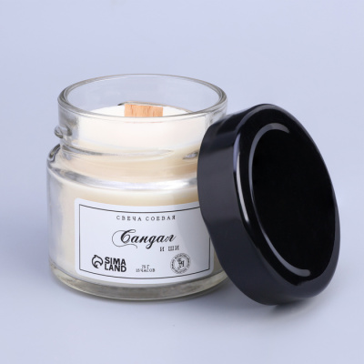 Ароматическая свеча в банке 75 г из соевого воска сандал и ши