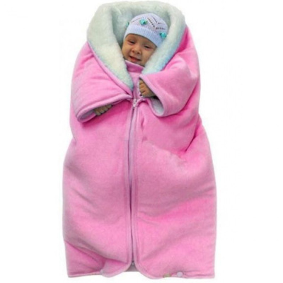 Плед-конверт велюр, мех розовый