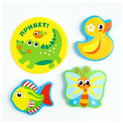 Набор игрушек для ванны EVA 3 шт+мини-коврик На пруду Крошка Я