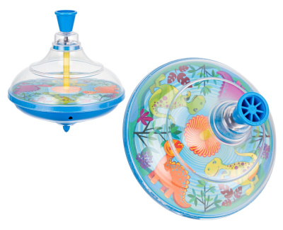 Юла прозрачная "Elefantino" Динозаврики", цвет: синий пластик, в сетке 14,5*15,5 см.