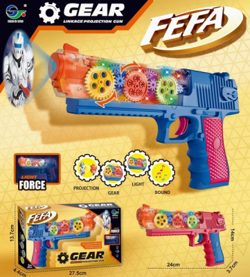 Бластер на батарейках звук и свет. эффект шестеренки