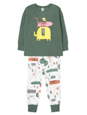 Пижама для мальчика Crockid лесной мох+звери африки на сахаре
