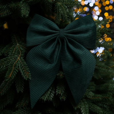 Бант на елку 20см полиэфир БАРХАТ цвет темно-зеленый 273 MG