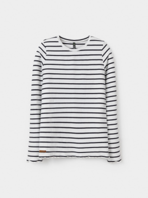 Лонгслив для девочки Crockid молочный темно- серый полоска к623