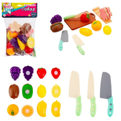 Набор "Повар "Girl`s Club", 12 предметов, продукты на липучках, в/п 31*19*5 см