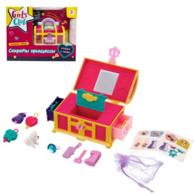 Набор «Секреты принцессы» "Girl's club", сундучок с сюрпризом, блестящая упаковка, в/к 22*13*18 см