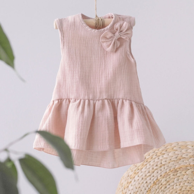 Платье без рукавов с воланом KiDi Муслин пудра