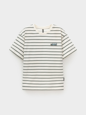 Футболка для мальчика Crockid суровый пряный базилик полоска к652