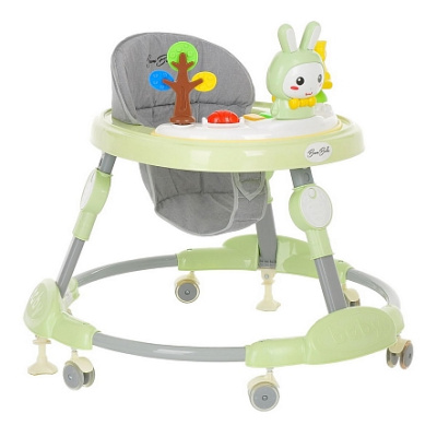 Ходунки Зайчик (круглые) (6 силик.кол,игр.,муз) 69*69*55 Soft Green/Зеленый BAMBOLA*  