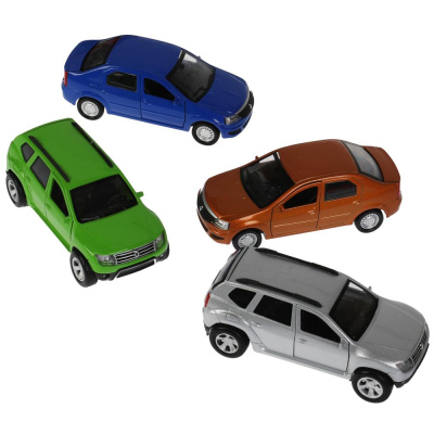 Машина металл RENAULT LOGAN/DUSTER 12 см, двери, багаж Технопарк 
