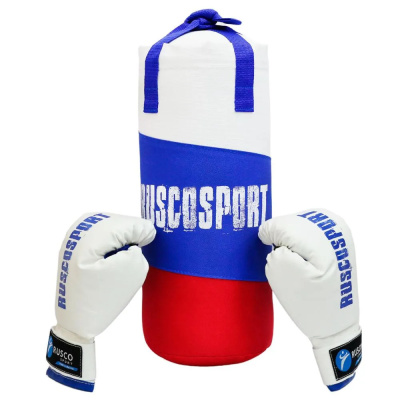 Набор бокс. начинающих RUSCO SPORT к/з ТРИКОЛОР синий 1/5 (4 OZ), 37*11*11 см