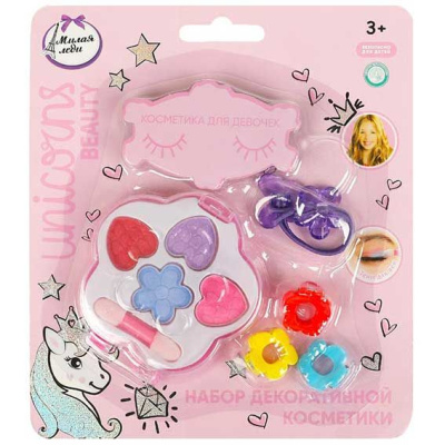 Косметика ДЛЯ ДЕВОЧЕК набор косметики: тени 2,8 г., заколки, резинка МИЛАЯ ЛЕДИ 