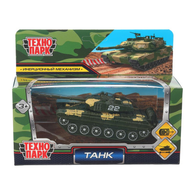 Модель металл ТАНК 12 см, подвижные детали, инерц., кор. Технопарк в кор.2*96шт