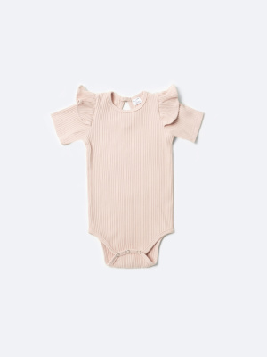 Боди лапша с коротким рукавом и крылышками MIMILASHIK пудровый