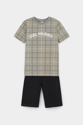 Пижама Crockid зеленый чай шотландская клетка