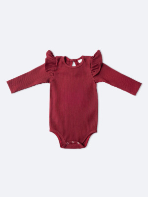 Боди лапша с длинным рукавом и крылышками MIMILAV бордовый