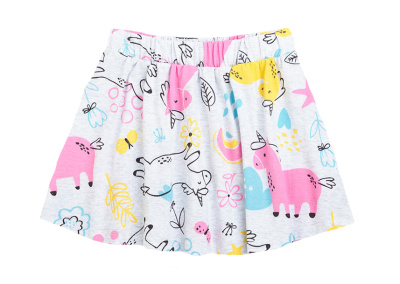 Юбка для девочки Crockid светло-серый меланж единороги и цветы к1268