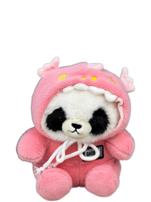 Панда в комбинезоне 24 см розовый