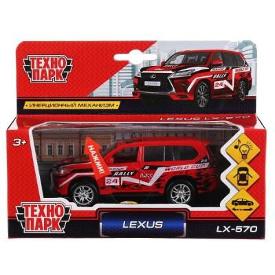 Машина металл LEXUS LX-570 длина 12 см, двери, баг, инерц, серебристый, кор. Технопарк