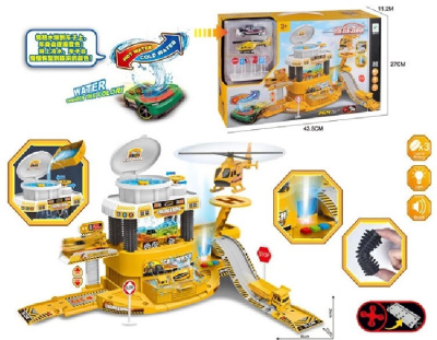 Автомойка BeBoy с водой, машинка от воды меняют цвет, машинки метал., вертолет и дорож. знак