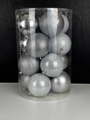 Шар в тубе 10 см серебро