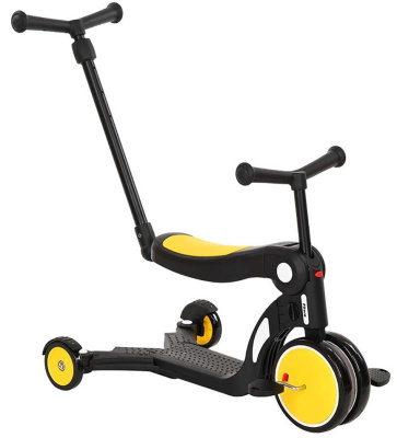 Самокат трехколесный HD-200B, родительская ручка, 5 в 1 Yellow/Желтый PITUSO 