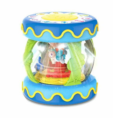 Игрушка развивающая Барабан-карусель (большой) Голубой HAUNGER 21*21*23 см (свет,звук)(в кор.24 шт)