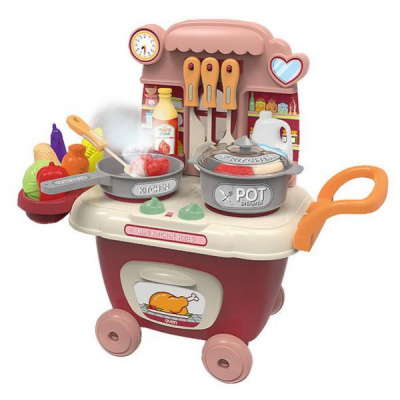 Игровой набор Кухня PITUSO "Taste Kitchen" на колесиках,26 эл-в, Pink/Розовый (в кор.24 шт.)