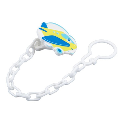 Прищепка для пустышки с цепочкой Самолетик Курносики