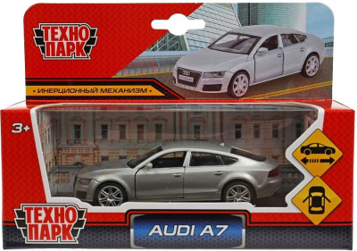 Машина металл AUDI a7 11 см, двери, инерция, серебристый Технопарк