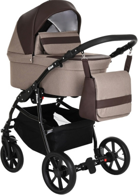 Коляска 2 в1 PITUSO Nino  короб+прогулка Cappuccino +Кожа Mocca*