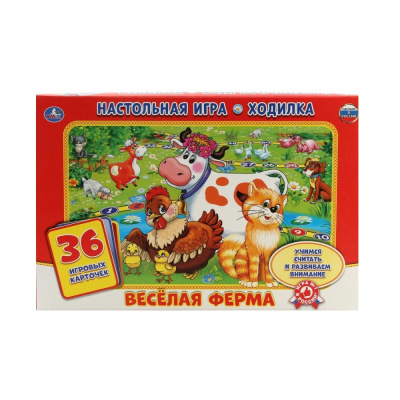 Игра ходилка Веселая ферма с карточками 36 карточек Умка 4690590109953