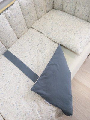 К-т 6пр.для прямоугольной кроватки "Lappetti Garden" цв.серо-голубой 6118/1