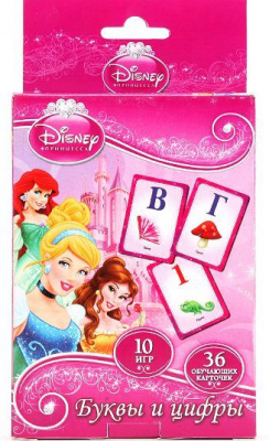 Карточки развивающие Дисней Принцессы учим алфавит и цифры 36 карточек 4690590086292  УМКА