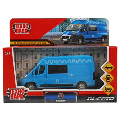 Машина металл FIAT DUCATO МЕТРОПОЛИТЕН , двер, баг, инерц, синий, кор. Технопарк 