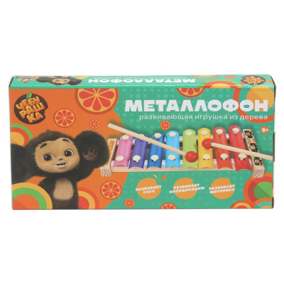 Игрушка деревянная Чебурашка металлофон 